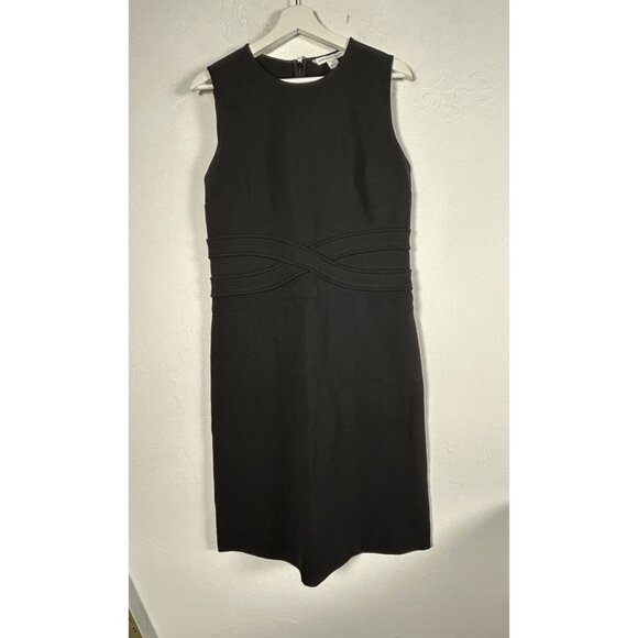 Diane Von Furstenberg Womens Black Sleeveless Evita Sheath Dress Size 12 Stretch - Picture 1 of 10
